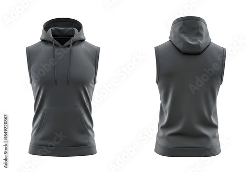 A sleek dark grey sleeveless hoodie perfect for active wear or casual layering. Ideal for gym workouts outdoor activities or relaxed everyday style. Its lightweight design ensures comfort and mobility