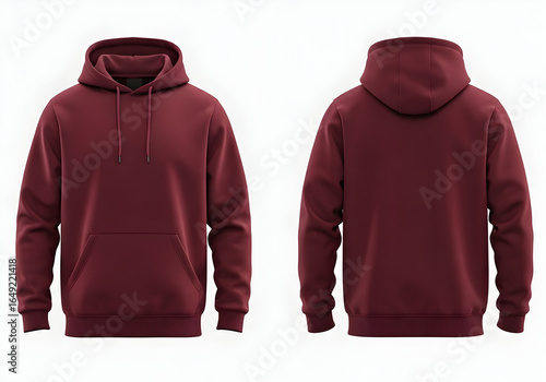 Deep red plain hooded sweatshirt offering warmth and a relaxed fit. Excellent for custom designs branding mockups or comfortable casual attire.