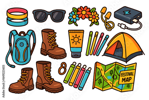 Essential outdoor gear and supplies for a fun weekend camping and festival experience