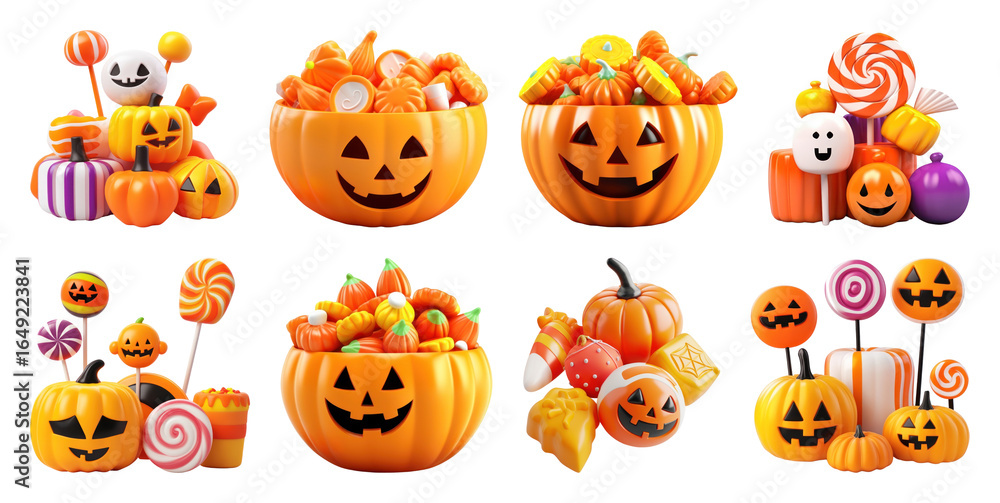 Naklejka premium PNG Festive Halloween candy collection, element set on transparent background