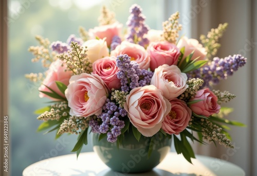 vibrant seasonal blooms elegant bridal bouquet floral arrangement colorful fresh flowers nature beauty, rose, lily, tulip, daisy, spring, summer, greenery