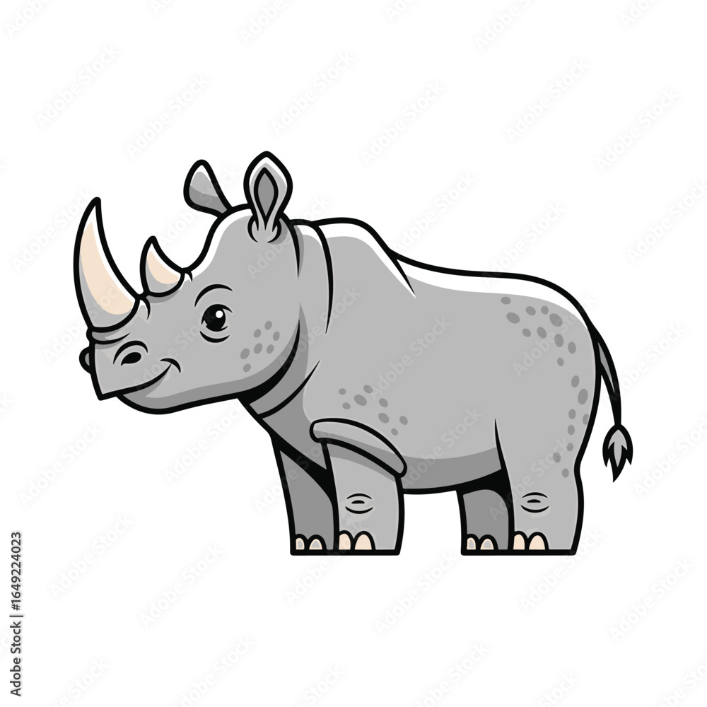 Naklejka premium Rhino cartoon character isolated on a white background