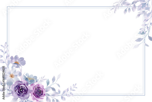 Beautiful watercolor purple floral frame