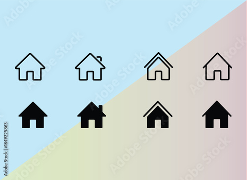 Home Icon Set 8 Minimalist House Icons for Website and App Design