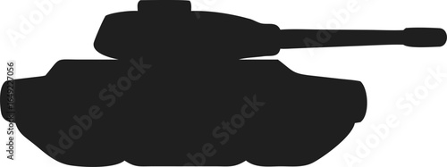 Simple Silhouette Tank Isolated on White Background Military Vehicle