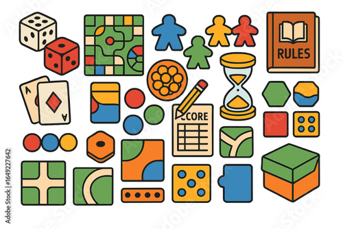 Board Game Clipart – Colorful Tabletop Game Pieces