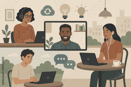 Virtual collaboration among diverse individuals in modern workspace setting