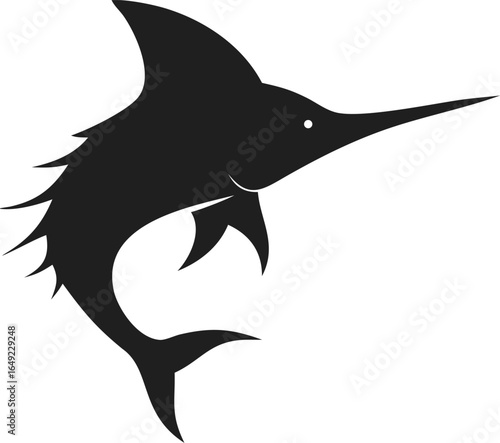 Minimalist Silhouette Swordfish Marine Animal Logo Design Icon Illustration