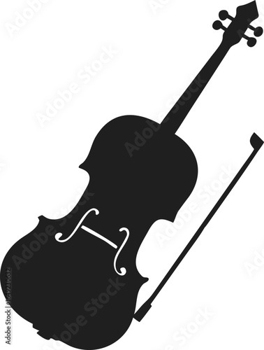 Minimalist Silhouette Violin and Bow Musical Instrument Elegant Design for Artwork