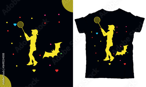 Badminton player vector flat silhouette collection