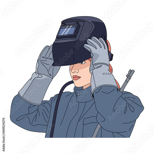 Safety First: A Welder in protective gear, poised, donning their mask, ready for the task ahead, showcasing dedication, precision, and commitment.
