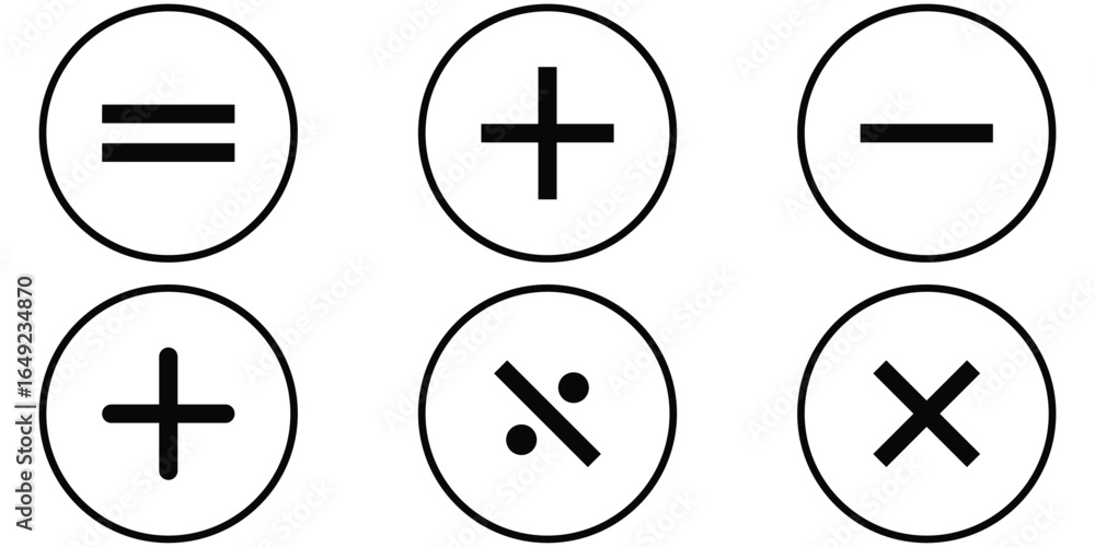 Obraz premium Modern Math Icon Mega Bundle: Symbols, Buttons & UI Essentials. Plus, minus icon set. Add and Subtract Icons. Set of plus and minus symbols in circular and square shapes . math icon. Plus, minus eps10
