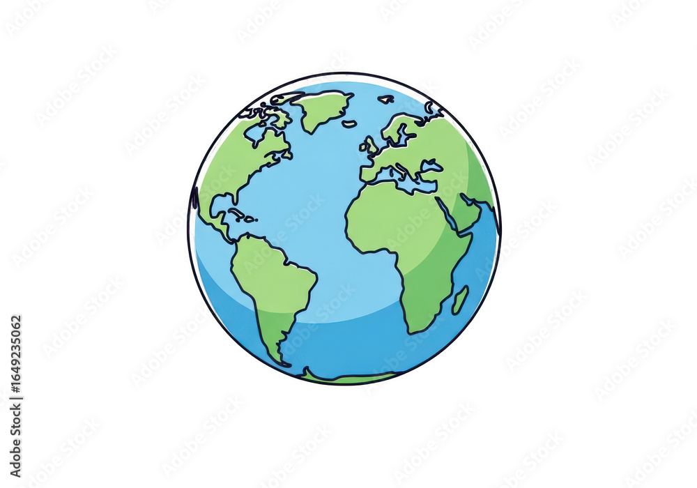 Naklejka premium Colorful Cartoony Earth or Globe Depiction Showing Continents