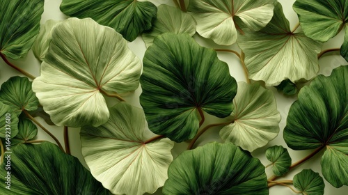 Wallpaper Mural Green and White Leaves Flat Lay Torontodigital.ca