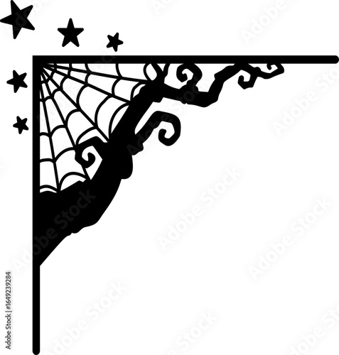 Halloween Silhouette corner border frame decoration element	