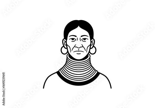 A stylized vector illustration of indigenous Amazonian iconography