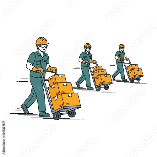 Delivery Team Efficiency:  A streamlined illustration captures the focus of delivery team, efficiently navigating the logistics and carrying the essential packages.