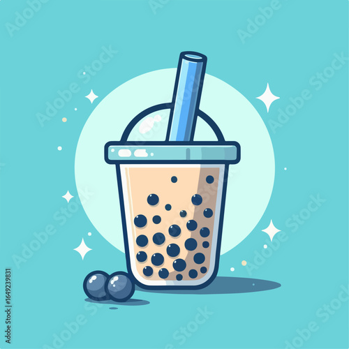 flat illustration of fresh boba ice