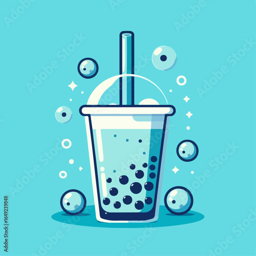 flat illustration of fresh boba ice
