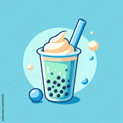 flat illustration of fresh boba ice