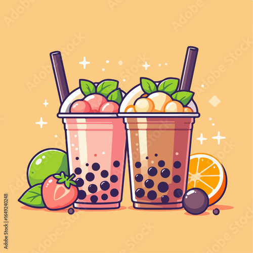 flat illustration of fresh boba ice
