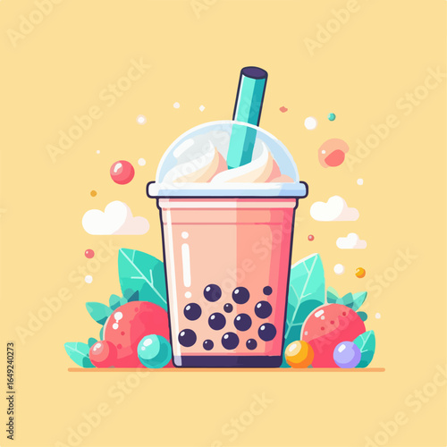 flat illustration of fresh boba ice