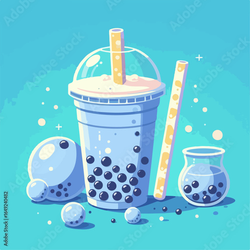 flat illustration of fresh boba ice