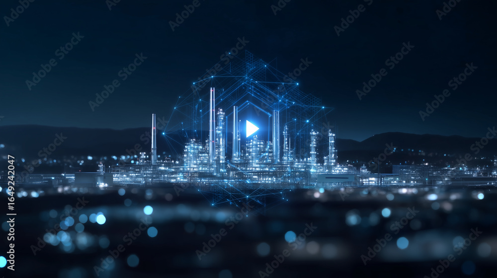 Obraz premium Discover a high-definition 4K video animation illustrating the impact of Industry 4.0 technologies such as automation, AI, and IoT in manufacturing, showcasing how these innovation