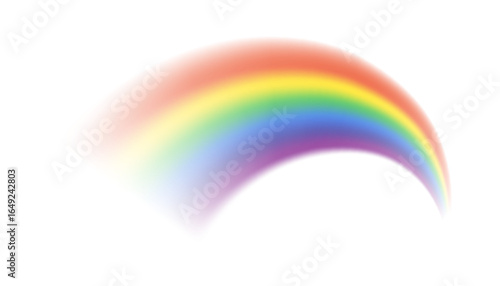 Arc of vivid rainbow with smooth gradient on white background. Colorful spectrum design for creative illustrations, digital projects, and weather-themed artworks.