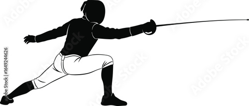 Fencer in action, isolated on white background, demonstrating skill and precision with sword and foil