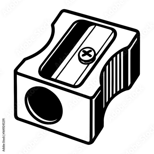 Pencil Sharpener Vector - A Black and White Graphic of a Classic School and Office Supply