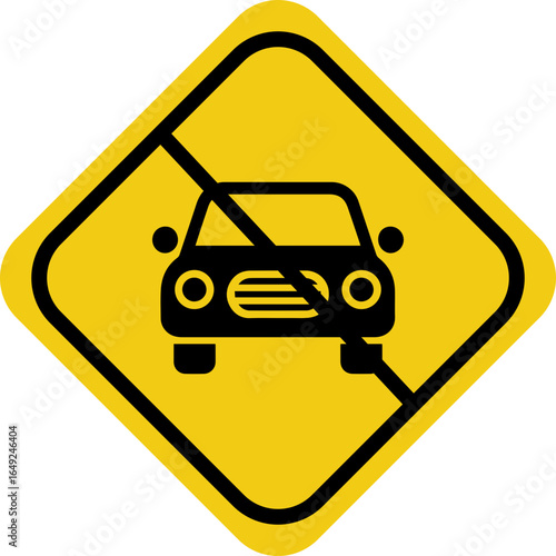 No Cars Allowed Sign Graphic for Traffic Restriction or Pedestrian Zones