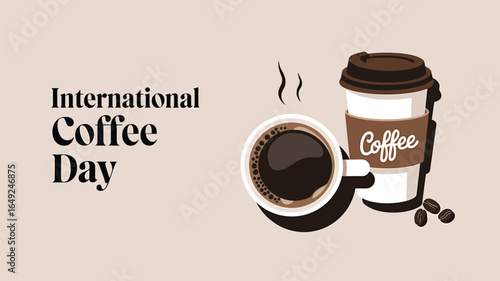 International coffee day celebration with hot coffee drinks