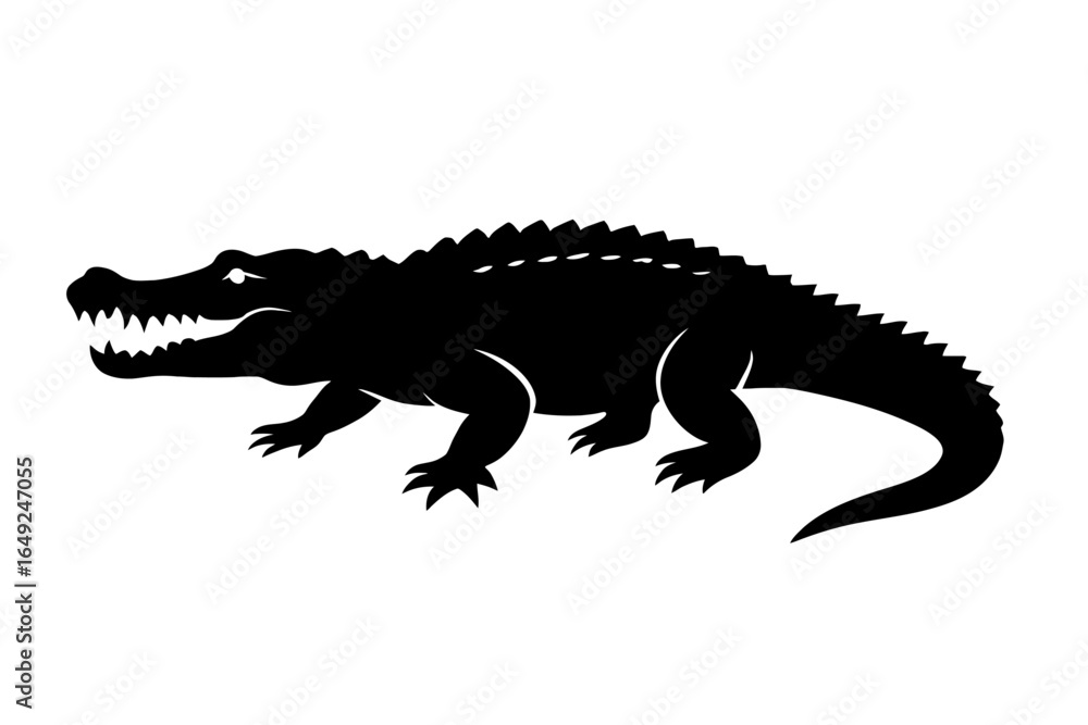 Obraz premium Powerful Silhouette of an Alligator or Crocodile with Open Jaw