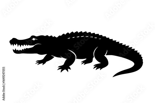 Powerful Silhouette of an Alligator or Crocodile with Open Jaw