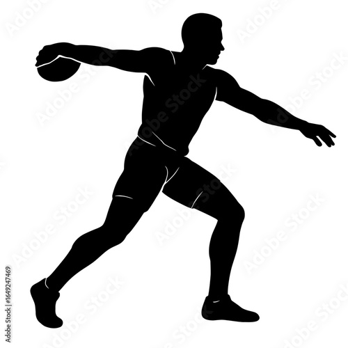 Dynamic Silhouette of Male Discus Thrower in Action