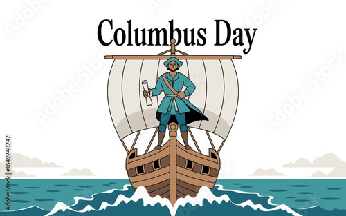 Navigator on sailing ship with scroll vector