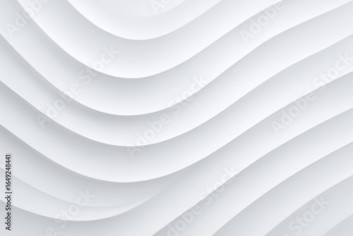Minimal white abstract wave background with layered 3D curves and soft shadows, modern clean design template