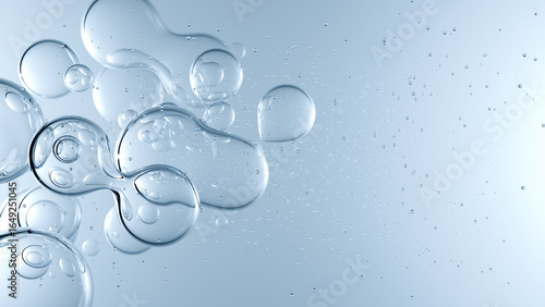Hyaluronic Acid Droplets in a Liquid, Representing a Skincare Product, Serum, or Essential Ingredient for Hydration and Anti-Aging