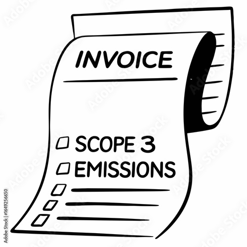 Scope 3 Emissions: Invoice Document Carbon Map with Hotspot Coordinates (Pale Turquoise, Isometric Overlay)