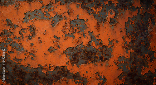 Distressed Orange Metal Surface with Flaking Paint Texture