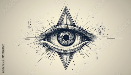 Mystical And Esoteric All-Seeing Eye Tattoo: Embracing The Symbolism Of The Third Eye In Tattoo Art. Symbol Of Wisdom And Intuition.