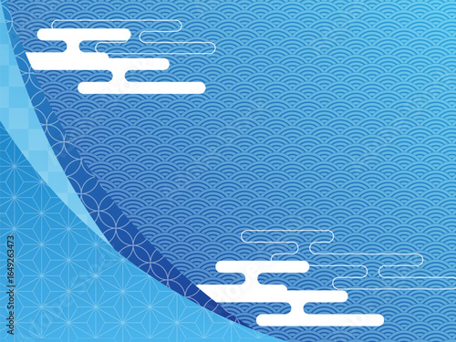 青色のおしゃれな和風の背景素材