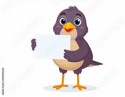 bird holding blank sign