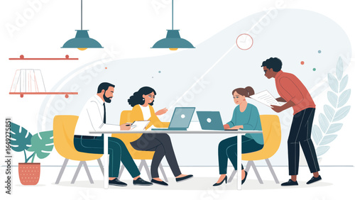 A diverse team of professionals collaborates effectively in a modern office environment, fostering innovation and successful project outcomes.