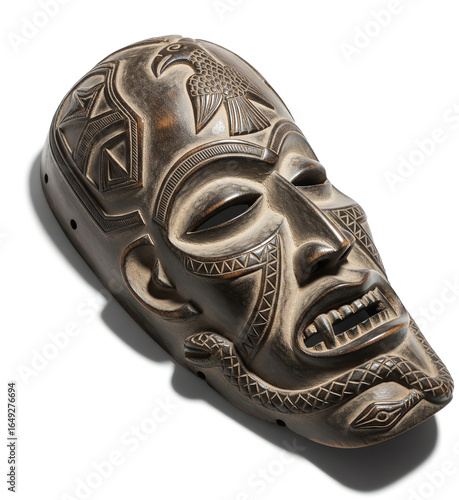 wooden sigma mask isolated on white background