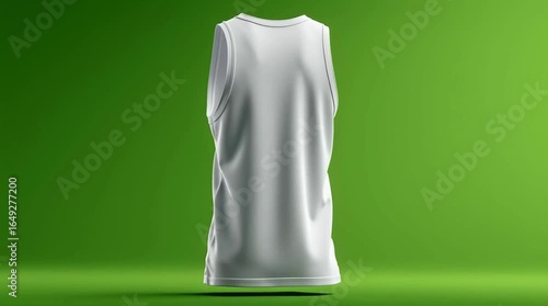 Animated video of a white sleeveless tshirt rotating mockup on a green screen