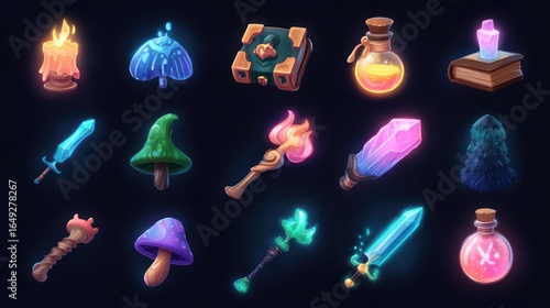 Fantasy themed icons set