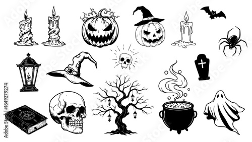 set of halloween elements