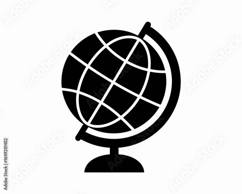 Black silhouette of a globe on a stand isolated on white background silhouette
